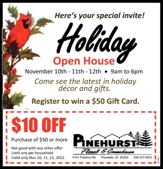 Holiday Open House, Pinehurst Floral & Greenhouse, Pocatello, ID