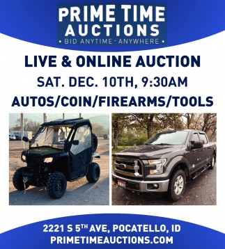 Live & Online Auction, Prime Time Auctions , Pocatello, ID