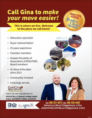 Call Gina To Make Your Move Easier!, Gate City Real Estate, Pocatello, ID