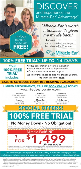 Try Our Hearing Aids for Free!, MiracleEar Pocatello, Malad City, ID